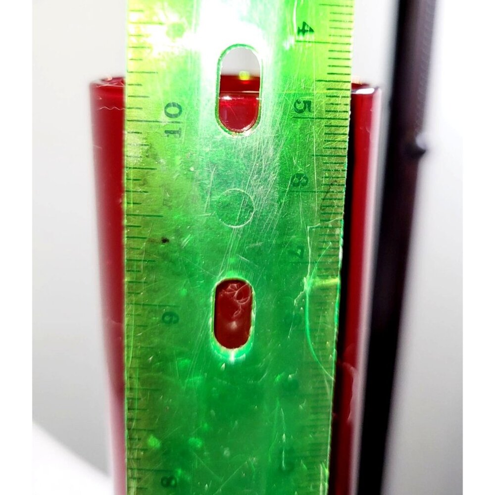 Set of Two Vintage Ruby Glass Champagne Flutes with Clear Stems - Picture 5 of 5